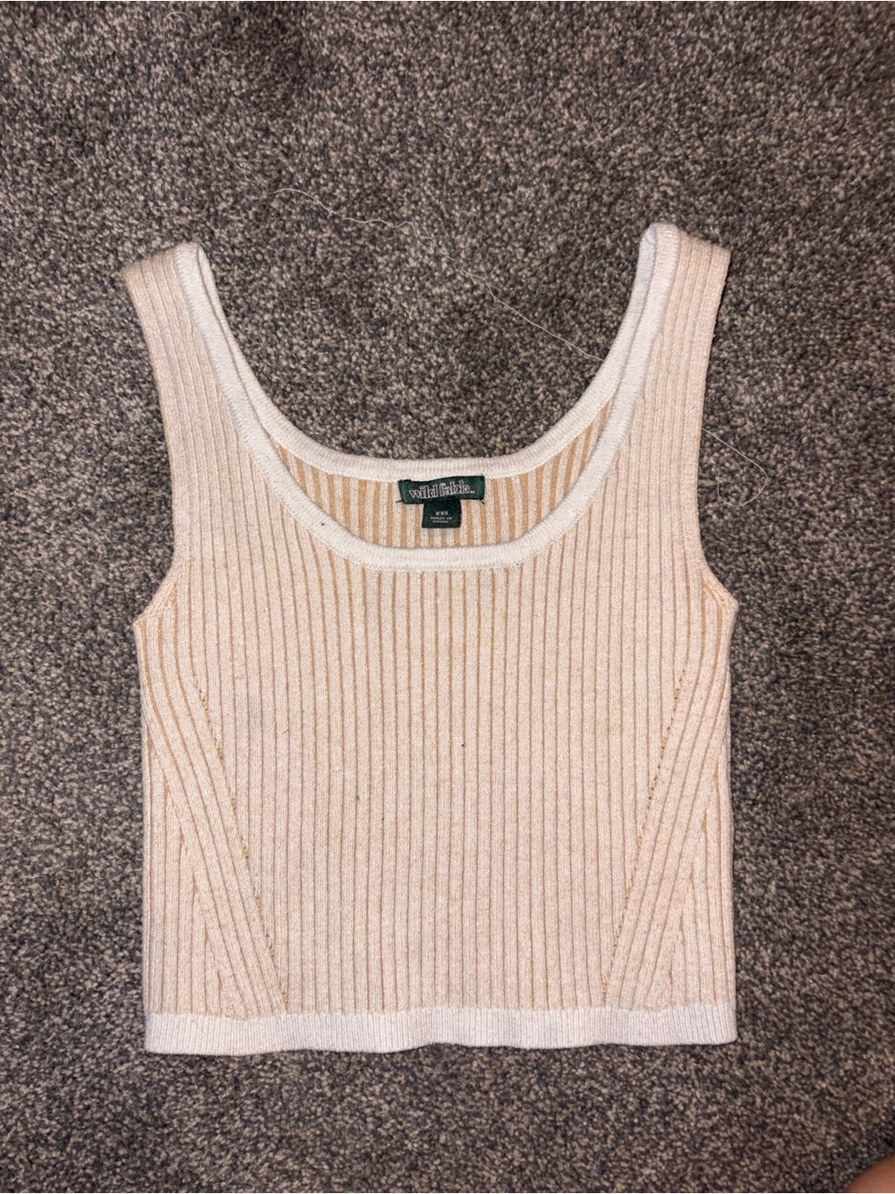 wild fable Beige Ribbed Scoop-Neck Tank